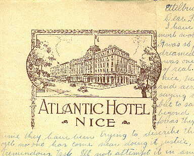 Stationery from the Atlantic Hotel, Nice