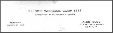 Stationery of the Illinois Welcome Committee