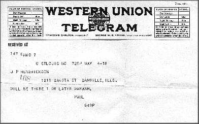 Telegram from Paul B dated 4 May 1918